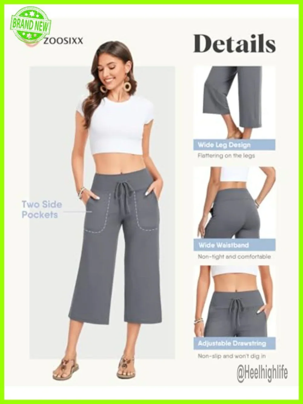 Wide Leg Capri Pants for Women High Waisted Lounge Pants with Pockets Summer